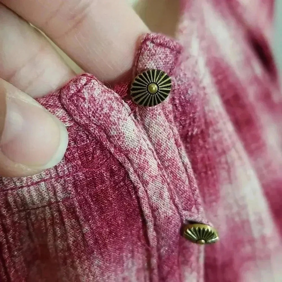 {Anthropologie} Maeve Calavon Peplum Top Burgundy Plaid - Picture 8 of 11